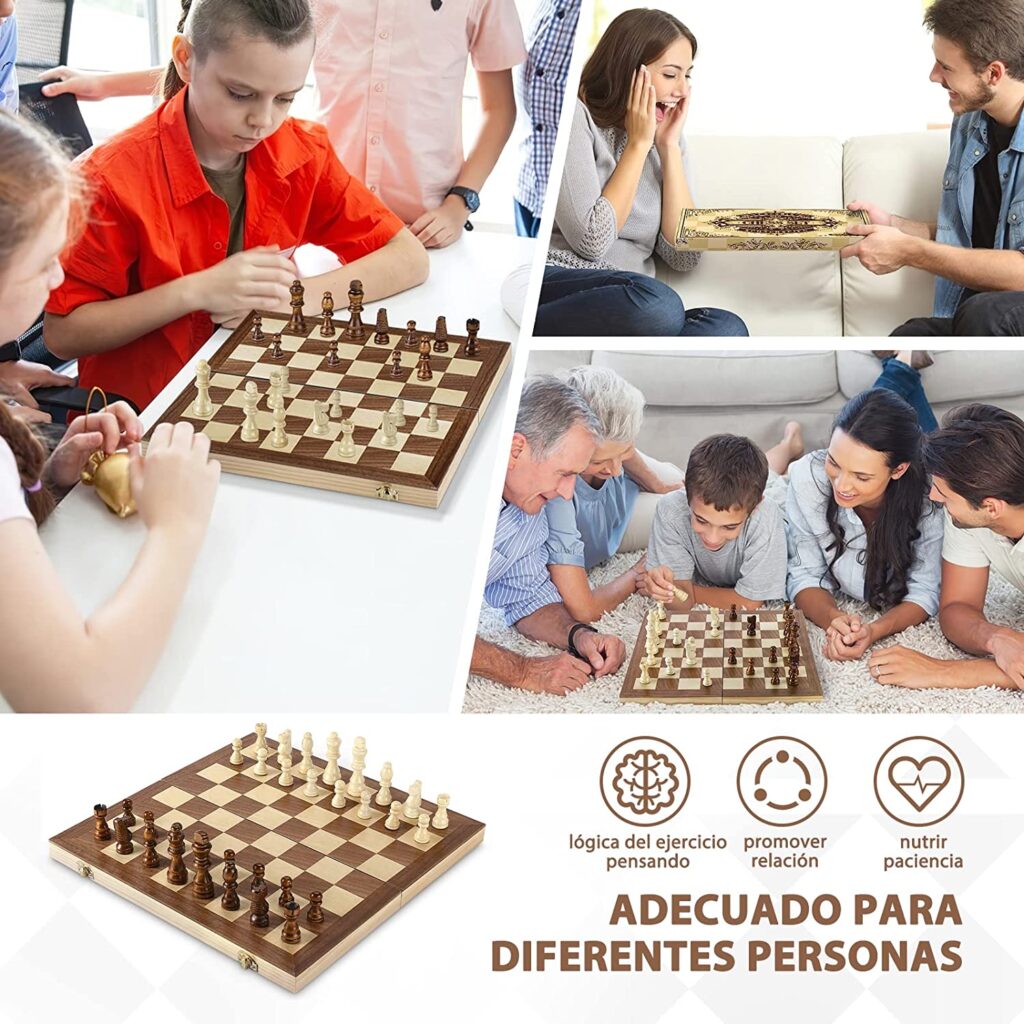 Personas jugando a ajedrez de madera plegable Peradix