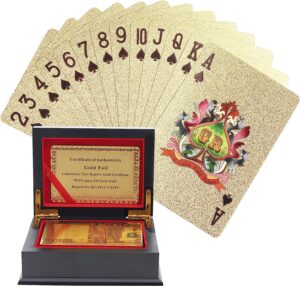 Cartas de póker de oro impermeables