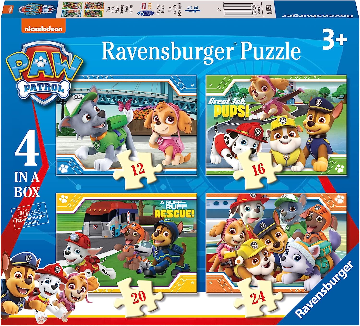 Ver categoría de 4 puzzles de la patrulla canina (12, 16, 20, 24 piezas)